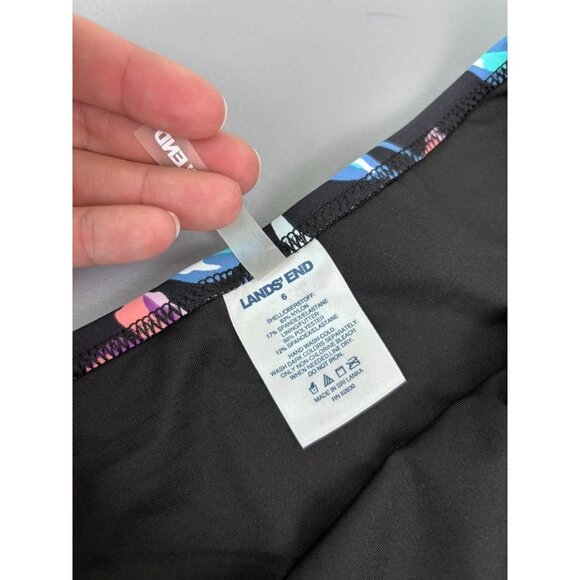 Lands' End women's 6 black pink floral high waisted swim bikini bottoms NWOT - Picture 3 of 5